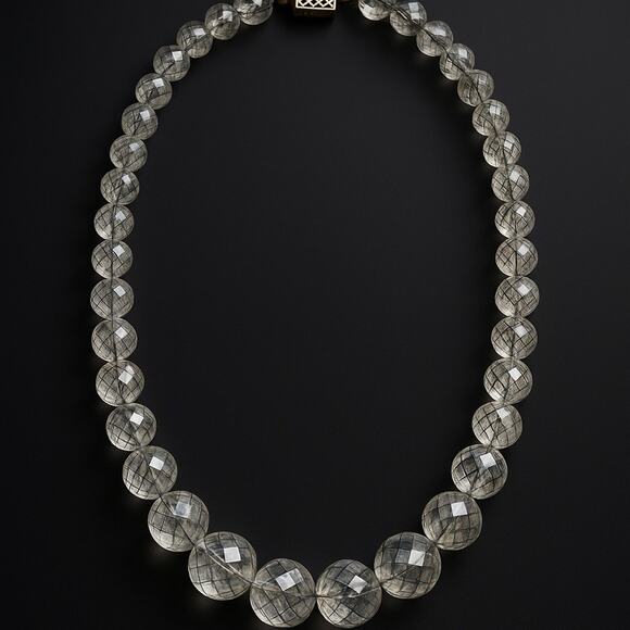 Unbranded Jewelry - Vintage 1950’s Faceted Crystal Glass Bead Necklace 17” W/ Sterling Silver Clasp